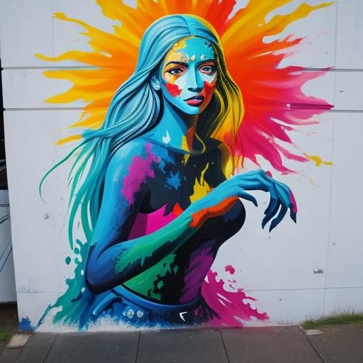 Acrylic Mural Art of a Woman