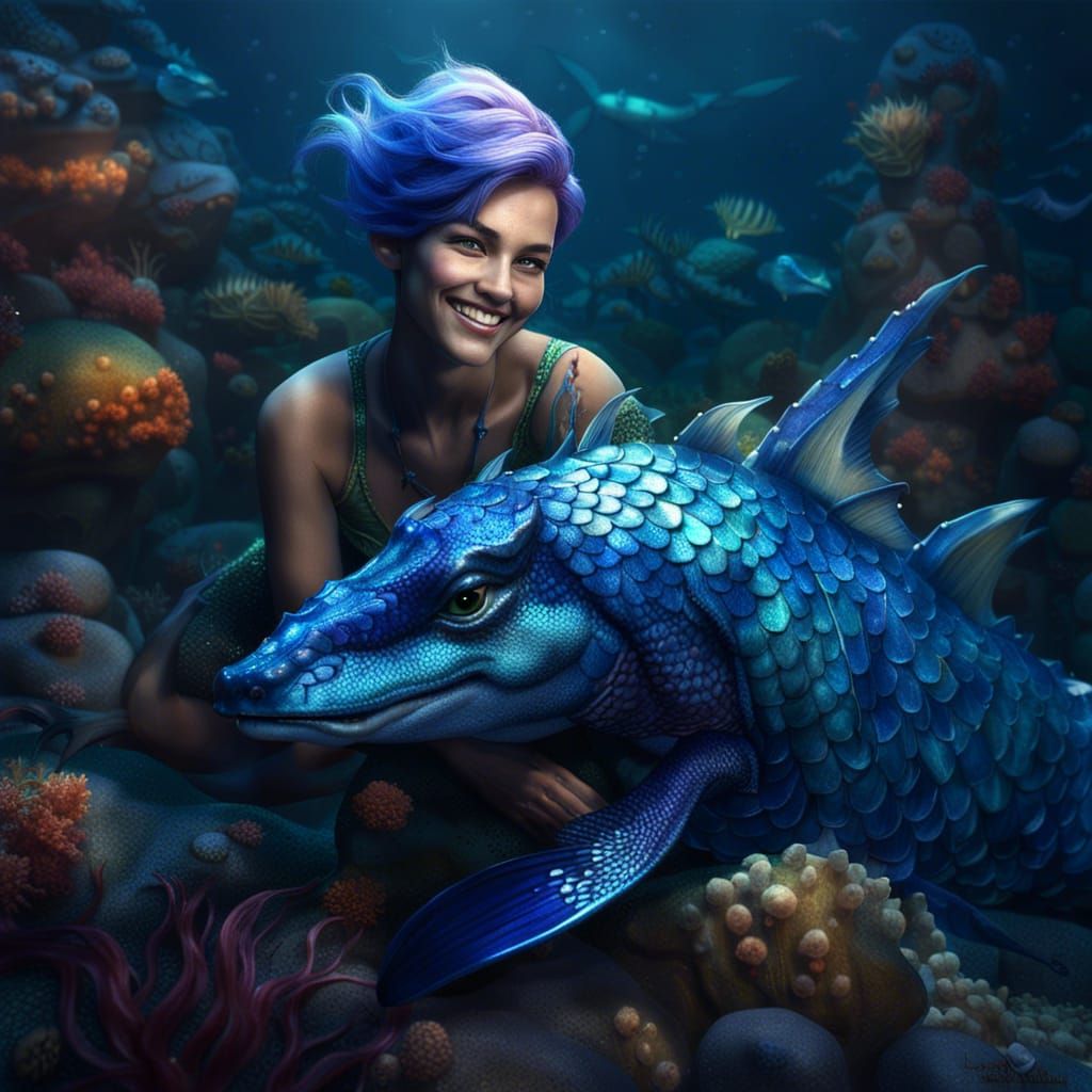 A Mermaid with her pet Sea Dragon - AI Generated Artwork - NightCafe ...