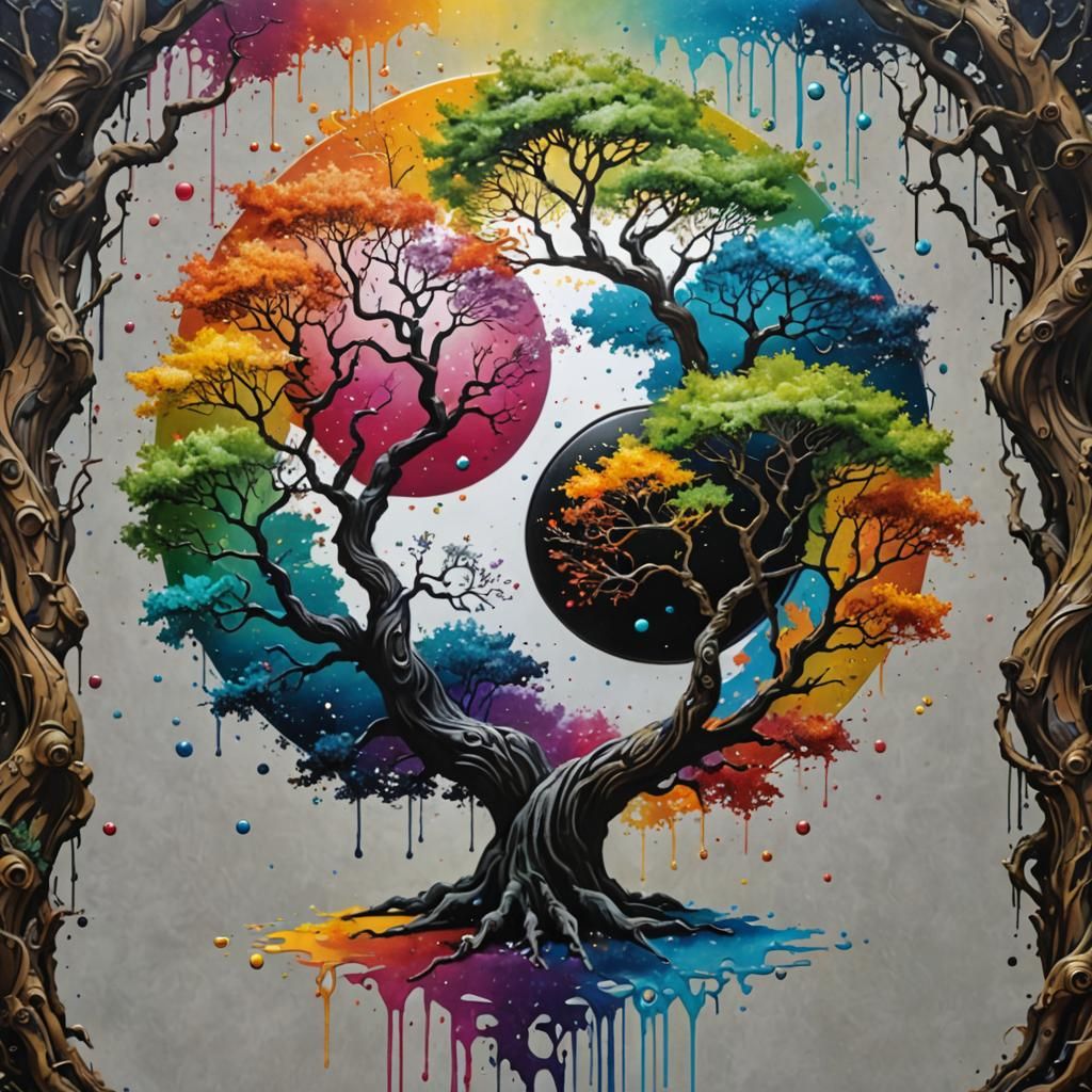  Graffitti style Yin Yang Tree  by @Benjamin Brown