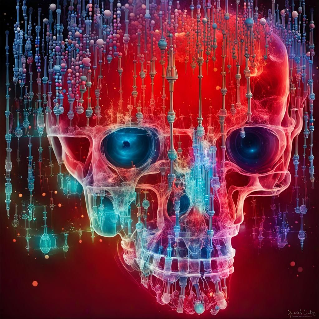 Demonic Banana Gunfight in Surrealist Horror Style