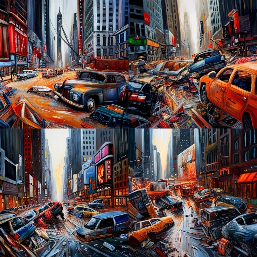America fallen, oil painting chaos