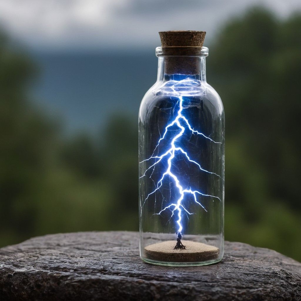 Yellow Lightning Captured In A Bottle