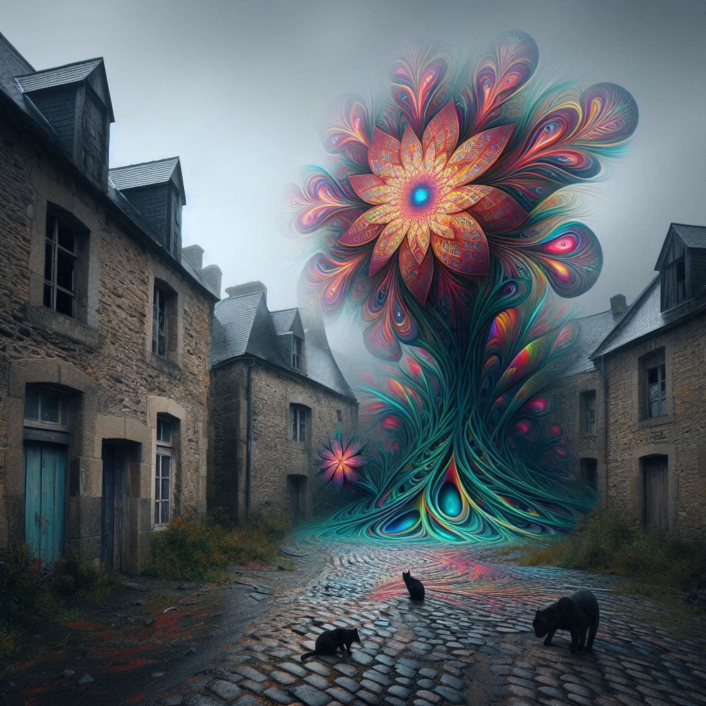 Alien seed grows and blossoms in abandoned village
