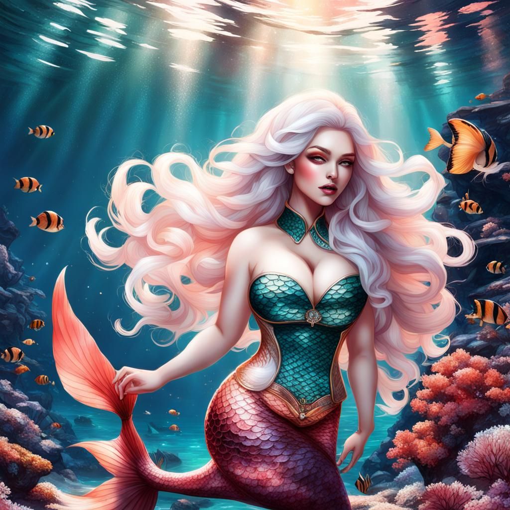 Curvy body, big body, fantasy, woman, beautiful, mermaid, Pa...