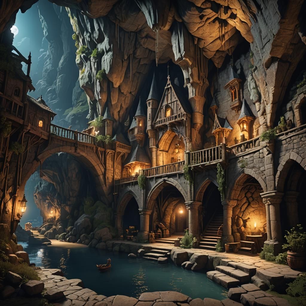 Medieval lair in a cave  by @Klyntara Star