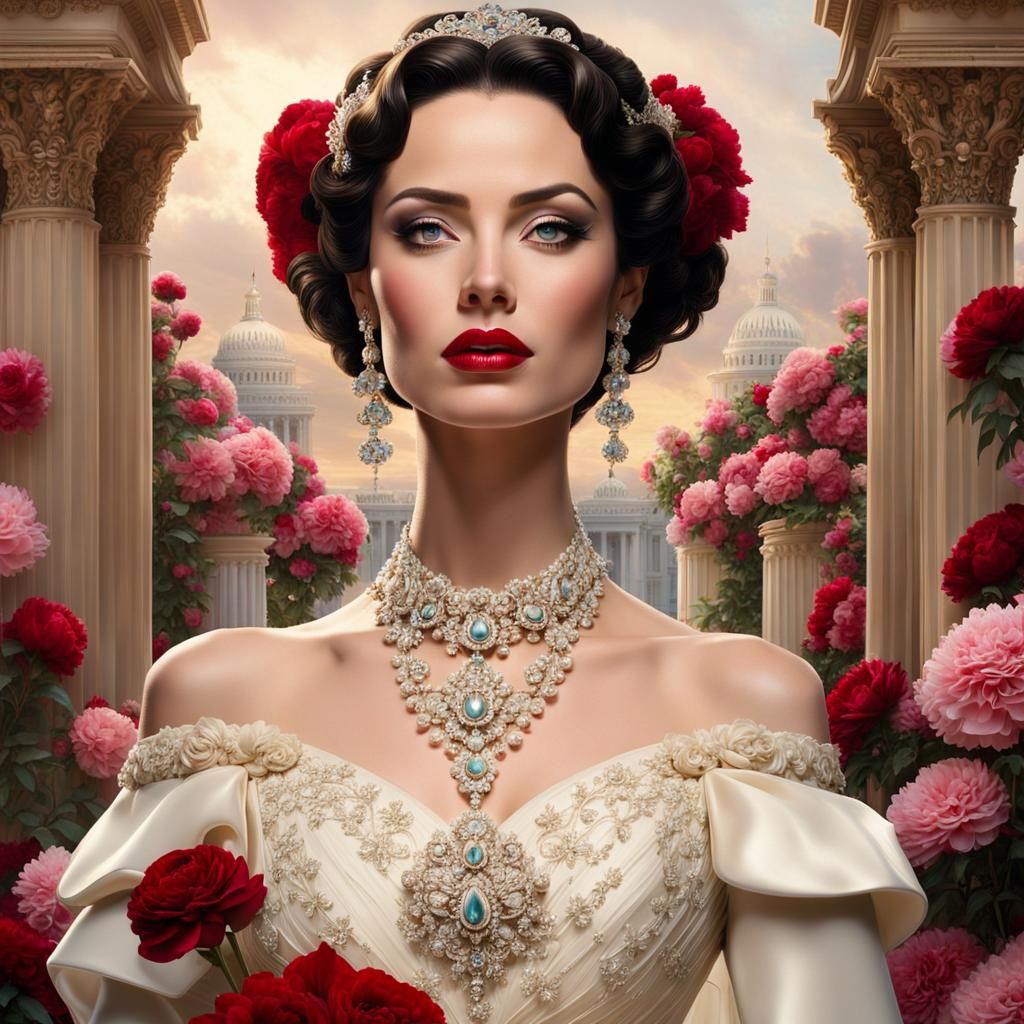 Beautiful Angelina wearing her mothers lovely cream colored vinage wedding dress, lovely, hypnotic hazel eyes,  intricately detailed cream c...