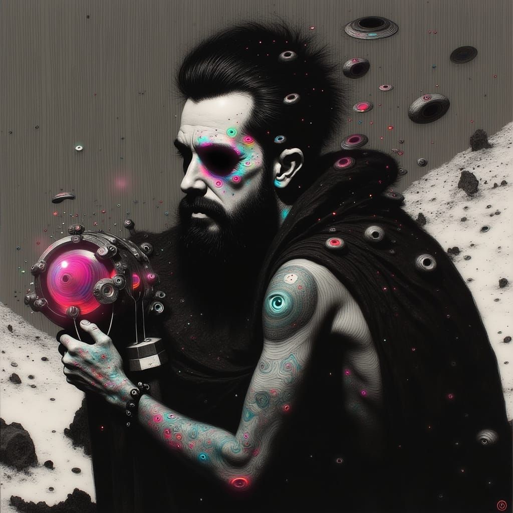 Cyberpunk Warrior in Neon Cityscape