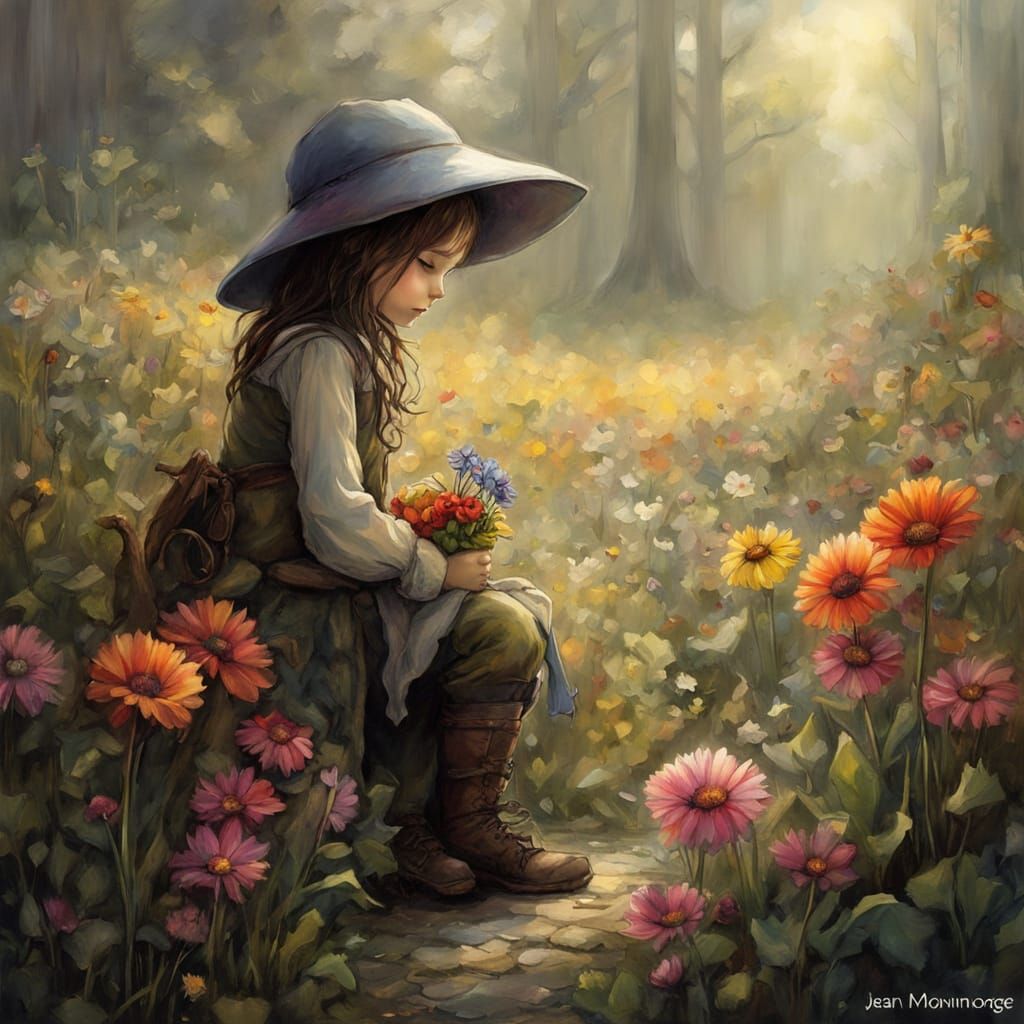 Lonely Flower (haiku art)  by @Rowin_The_Artist