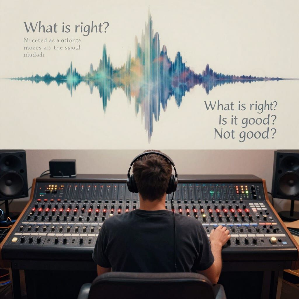 Sound Mixing Artistry Conceptualized in Abstract Waves