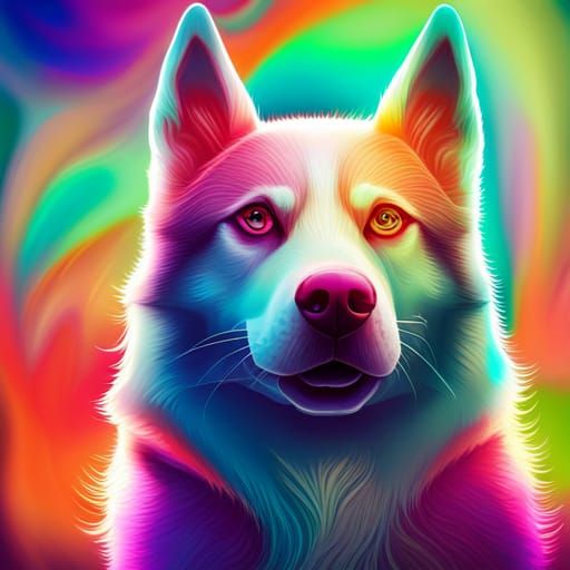 Siberian husky on an acid trip