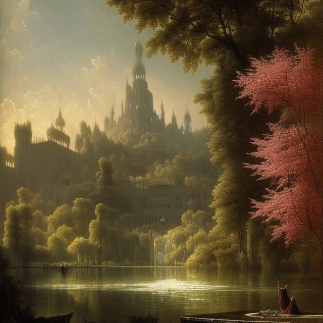 Most beautiful Palace right by a river with a forest with co...