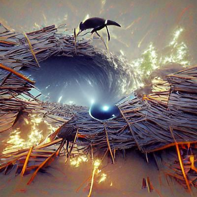 Gravitationally folded bird nest