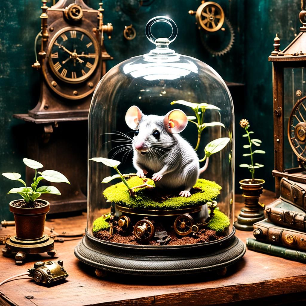 A mouse in terrarium