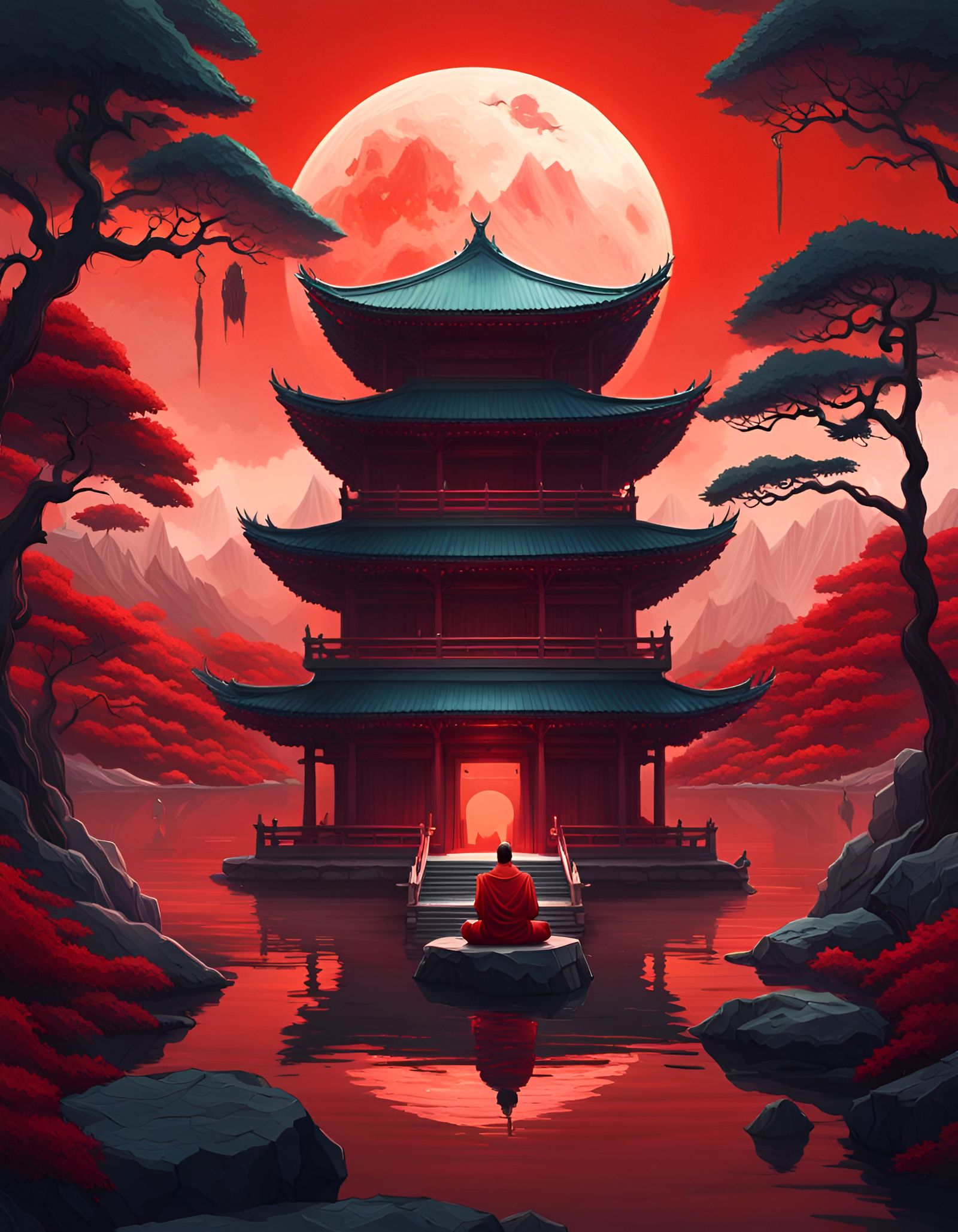 Scarlet shrine … - AI Generated Artwork - NightCafe Creator