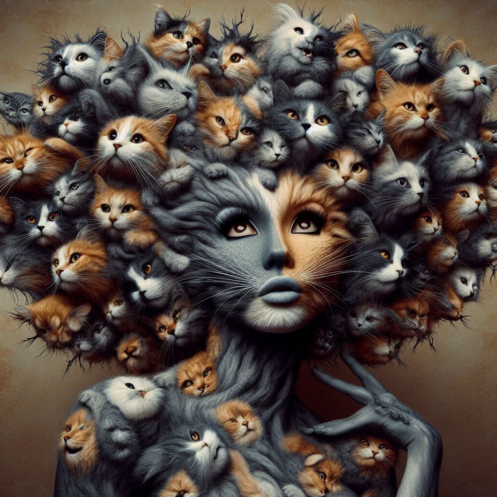 woman made of cats.