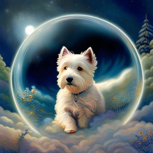 West Highland Terrier in an etched glass orb  by @Regent of Westie-ros 