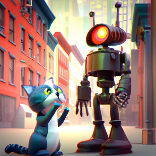 Robot and Cat