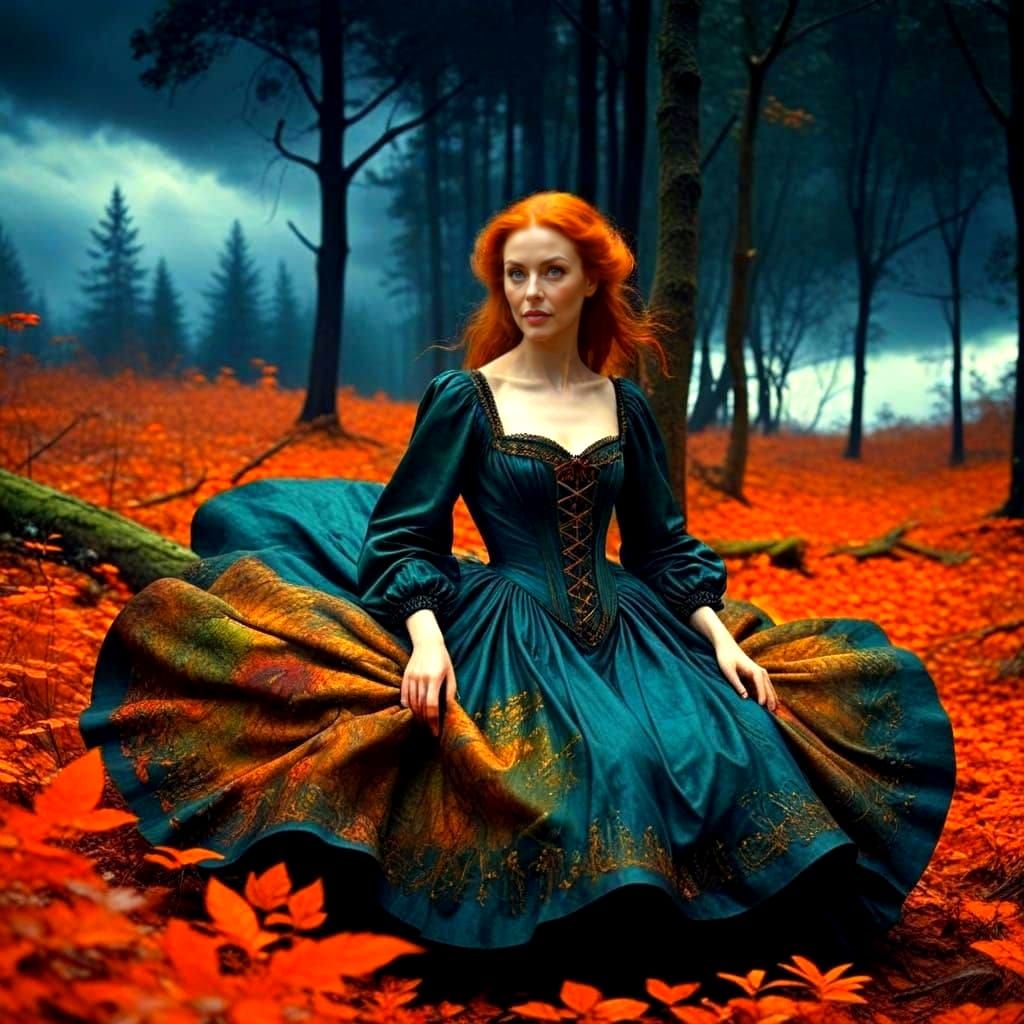 Mysterious Woman in Surreal Forest Portrait