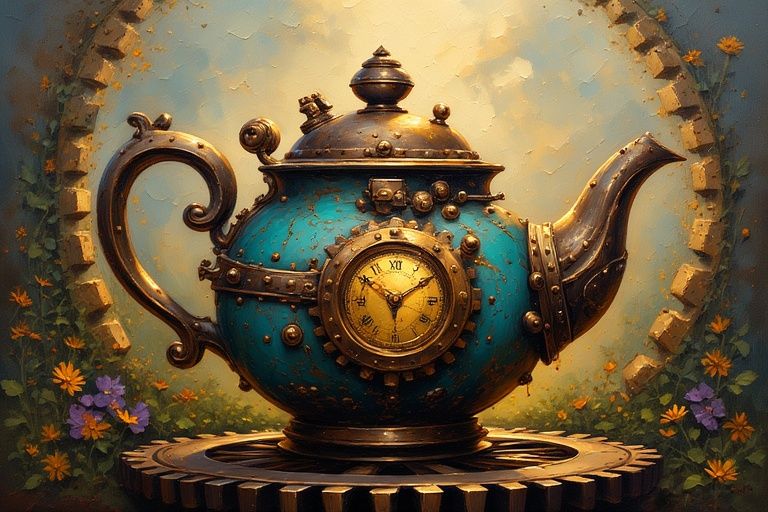 ⚙️🕰️ Steampunk Teapot Garden.