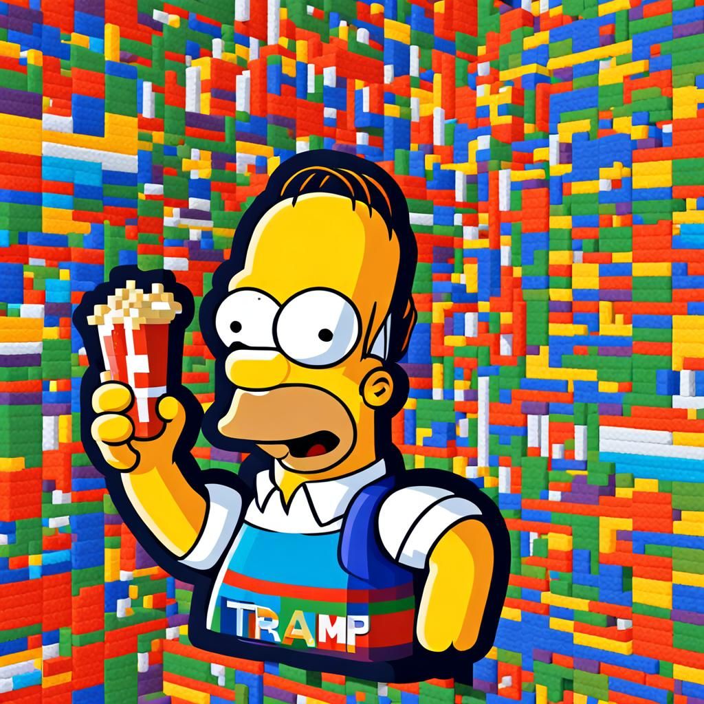 A donaldtramp and Simpsons simple pixelated cool ,vibrant colors ...