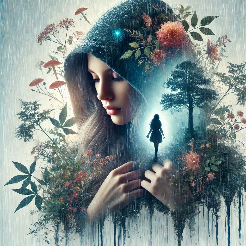 double exposure beautiful fantasy DALL-E 3 portrait landscap...