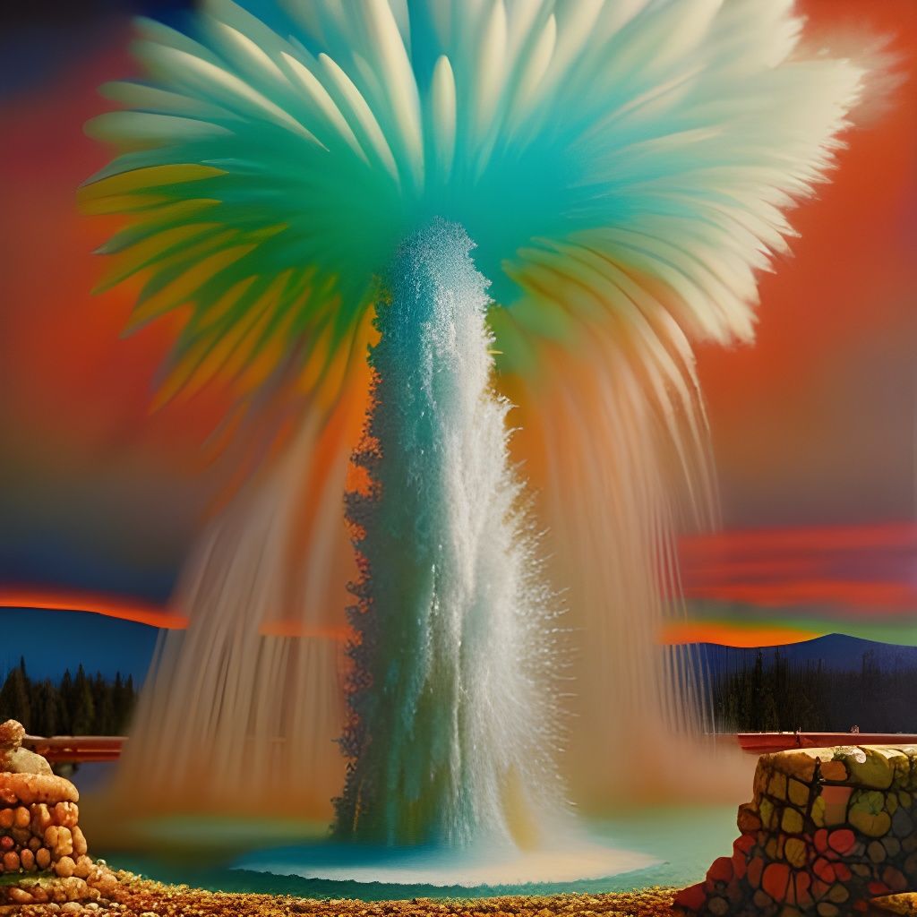Explosive Geyser Gushing Water into the Air