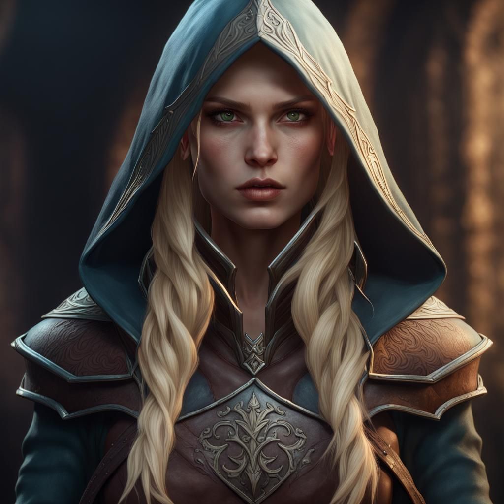 Hooded Half-Elf Rogue with Blond hair - AI Generated Artwork ...