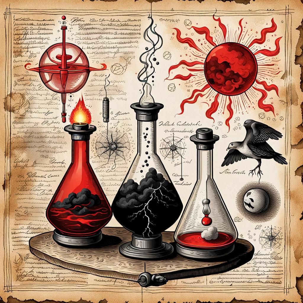 The 3 phases of the Alchemical Process: Calcination ⚫️, Purification ⚪️, Incandescence 🔴  by @Raphaelle