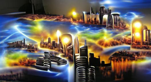 Cities of Light airbrush art