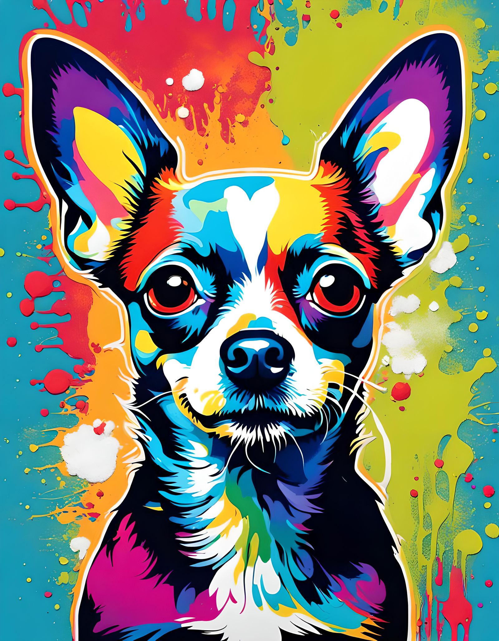 Pop art poster of a chihuahua dog
