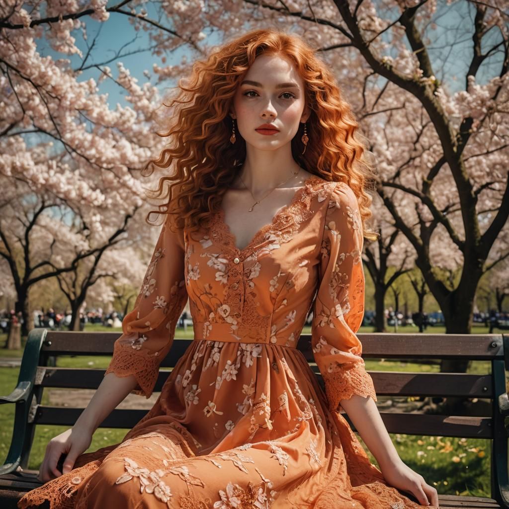 professional photography of a beautiful model. She has curly...