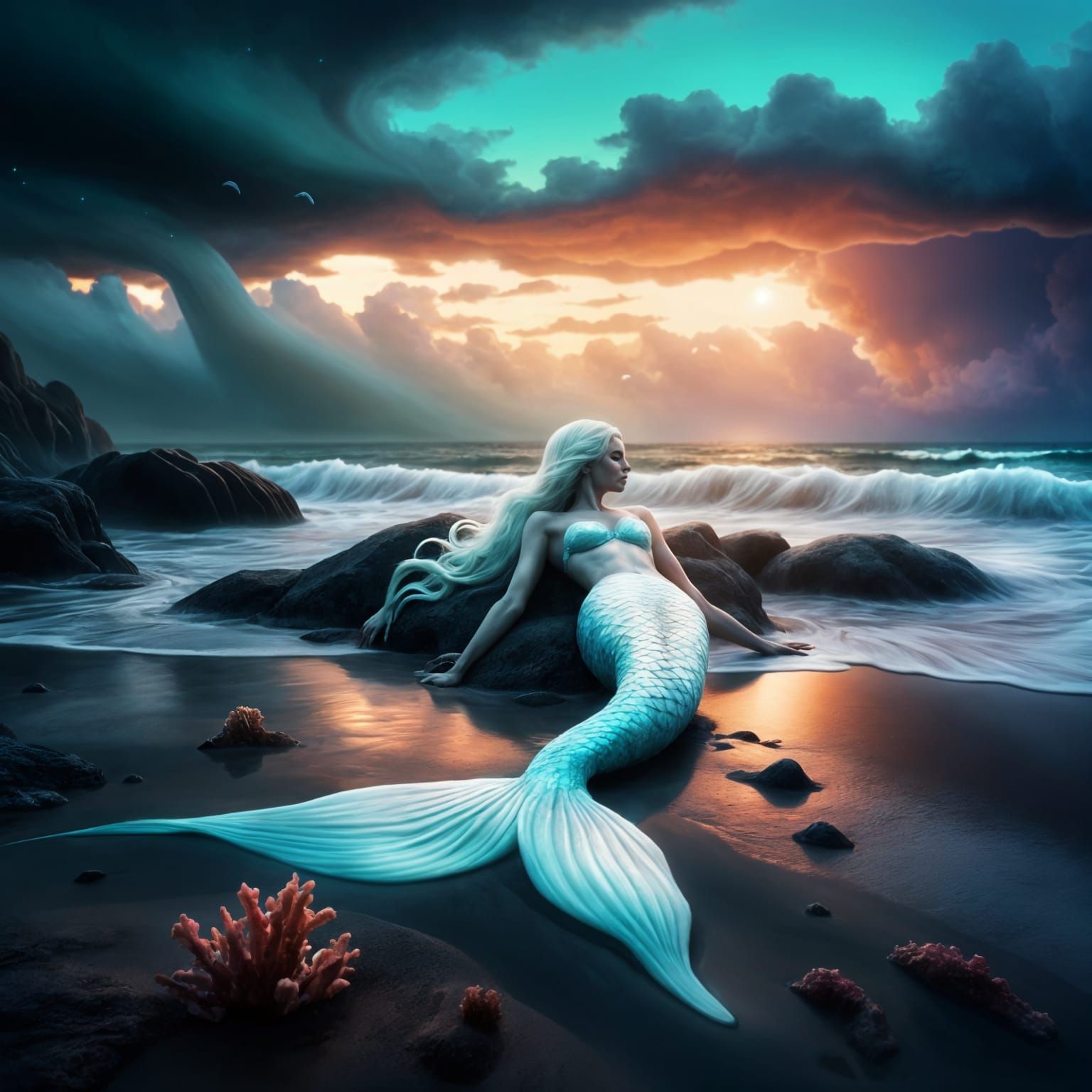 Mermaid on the beach  by @Marawena