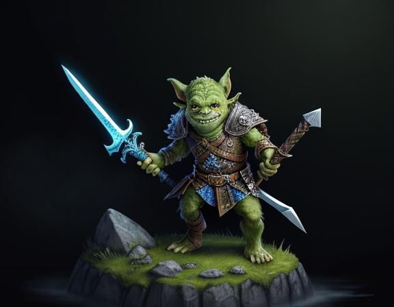 a goblin weilding in a small sword