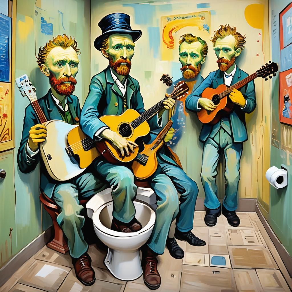 A captivating, Vincent van Gogh-inspired street art painting...