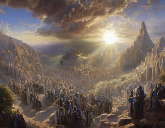 Dark Fantasy Concept Art of Hooded Man at Dusk Valley