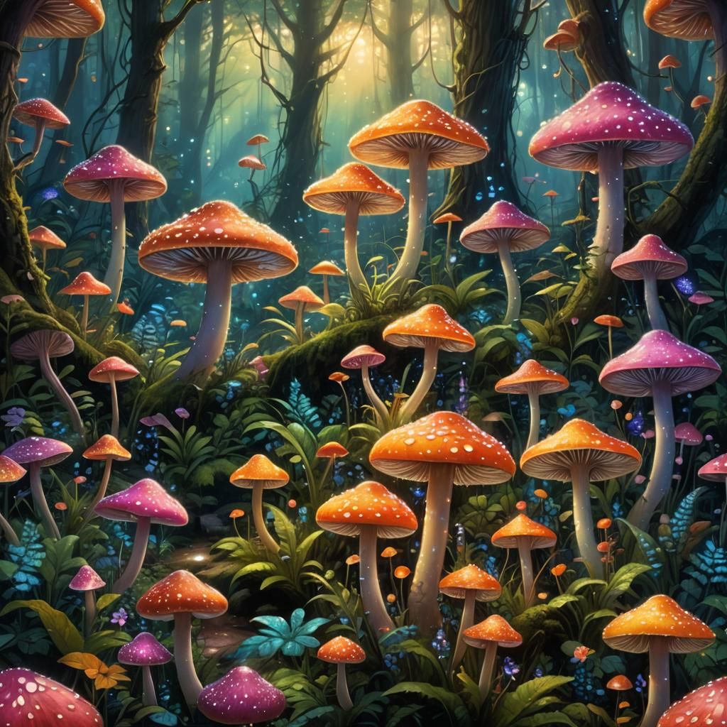 Mushrooms - AI Generated Artwork - NightCafe Creator