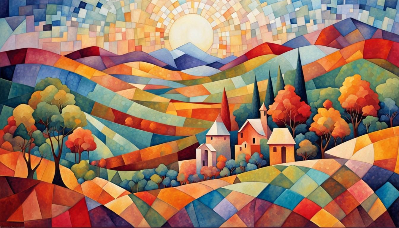 CUBIST VILLAGE - AI Generated Artwork - NightCafe Creator