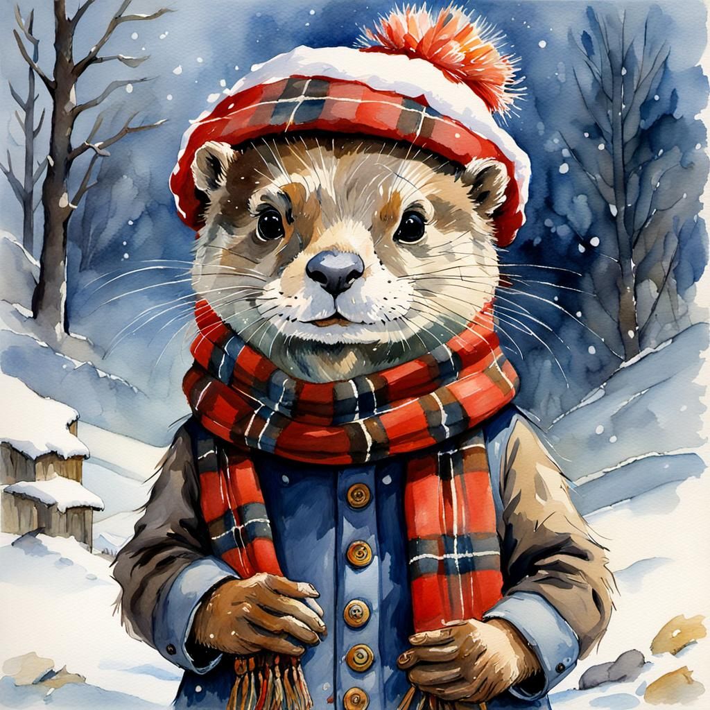 Otter Dressed For Winter - Ai Generated Artwork - Nightcafe Creator