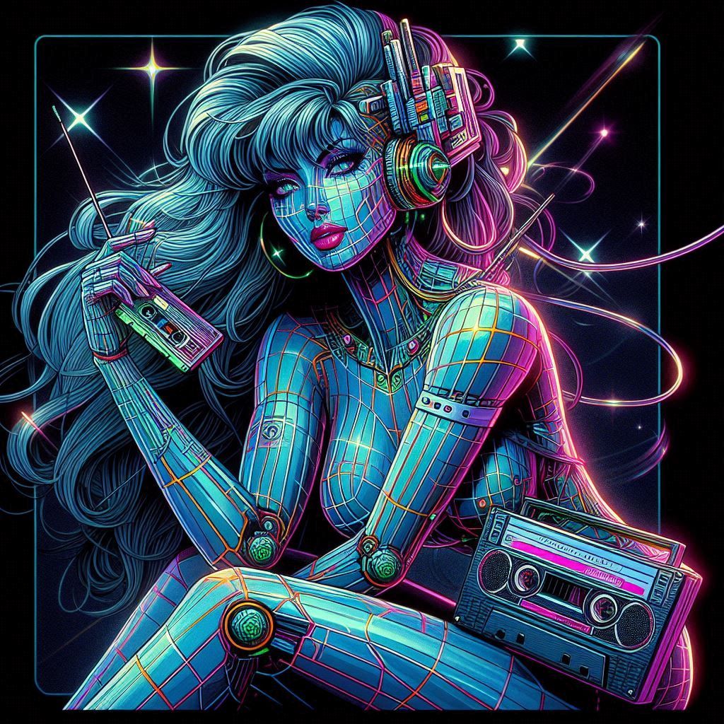 A hand drawn retro futurism illustration image of a wirefram...