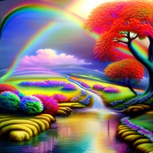 Rainbow Stream - AI Generated Artwork - NightCafe Creator