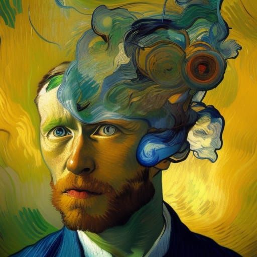 metamorphosis of quantum emotions Van Gogh head and shoulder...