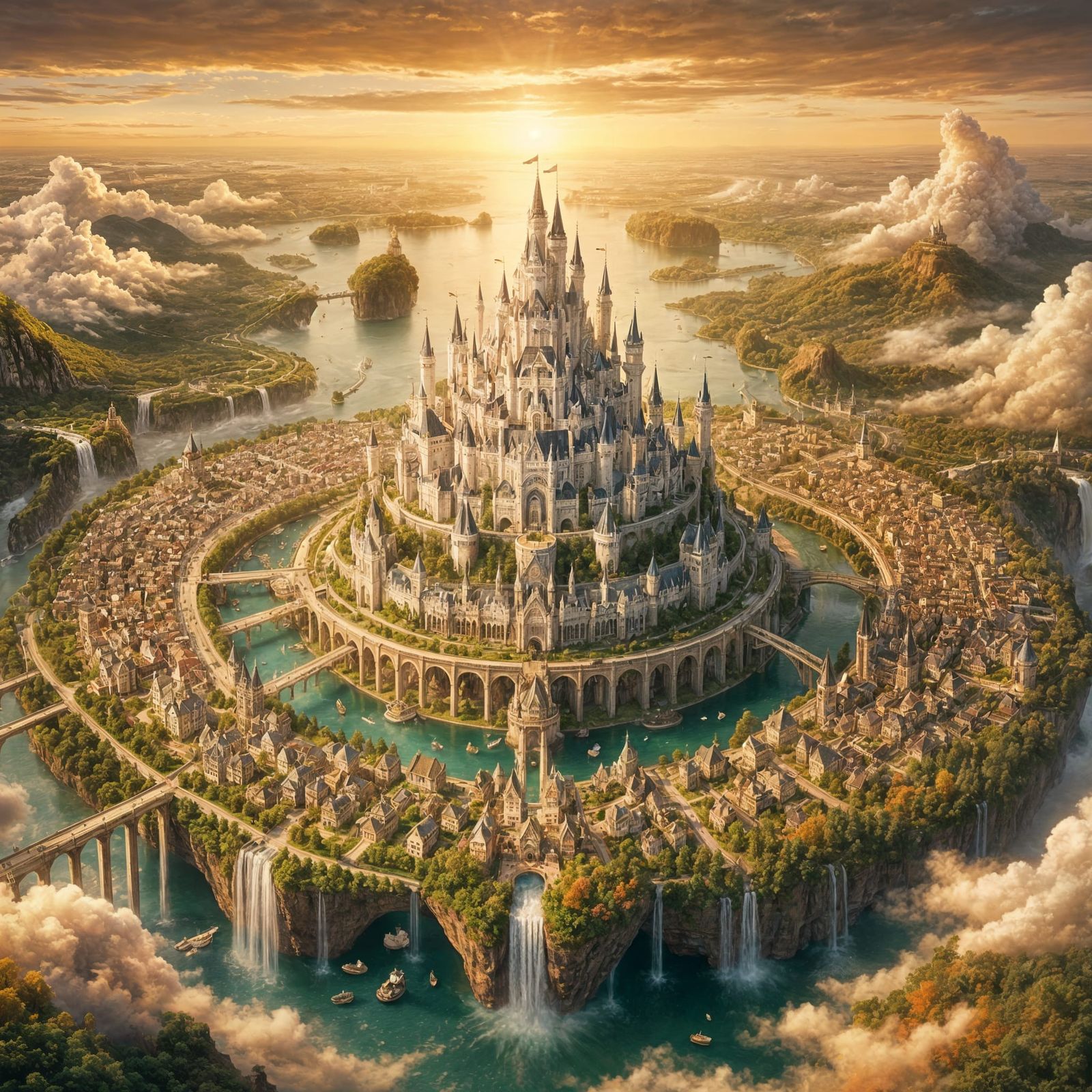 Floating Circular Fantasy City