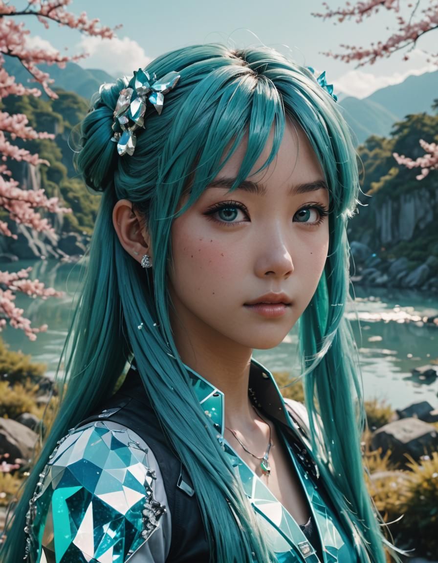 Miku,master piece, high quality, 4K, 8K, Hair with scenery, ...
