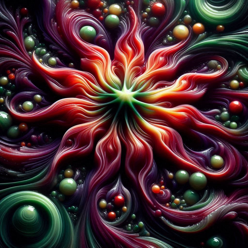 Red, green purple swirl