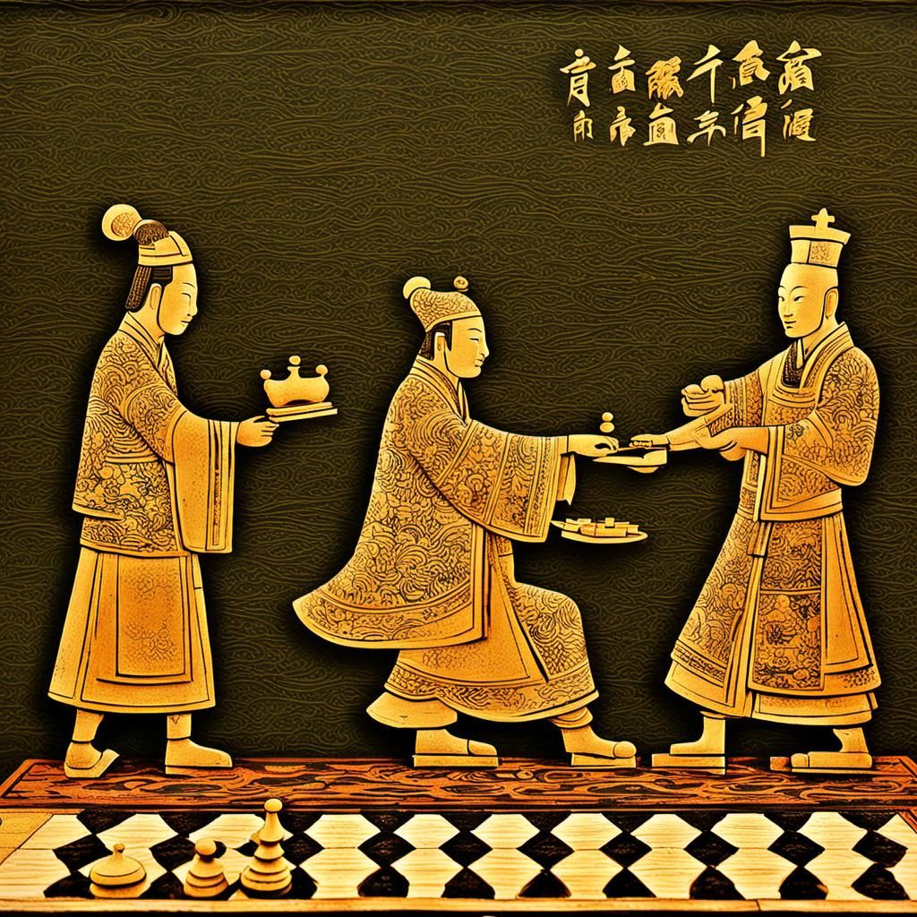Tang and Song Dynasty Chess Game Brocade