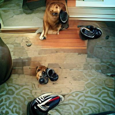 Those are my shoes. Give them back. You are a dog. They don'...