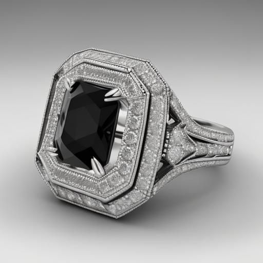 Exquisite engagement ring in white gold with square shape di...