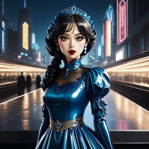 <lora:Portraits realistic:1.0> blue  latex dress