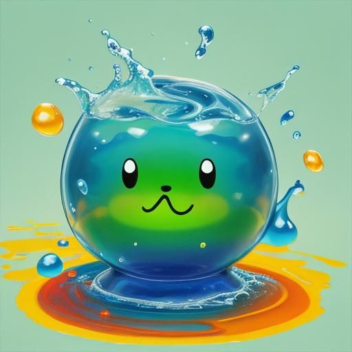 cute slime jumping in the water  by @nono1