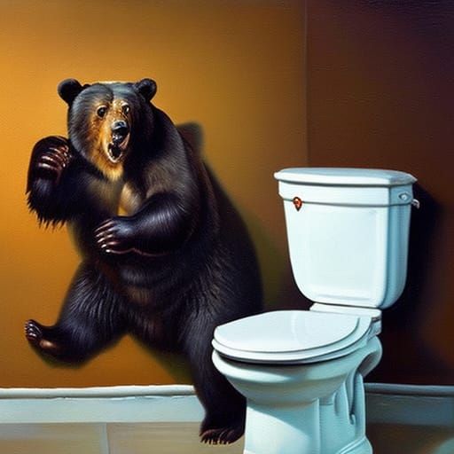 bear on the toilet AI Generated Artwork NightCafe Creator